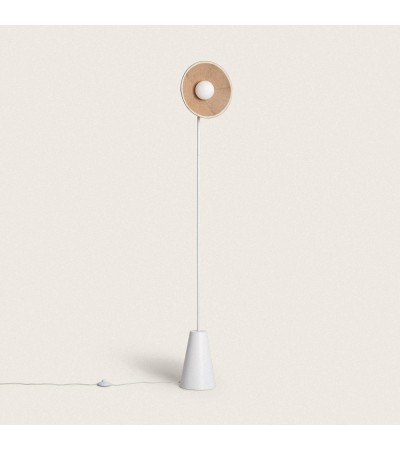Lampadaire Raphia et Verre Erede