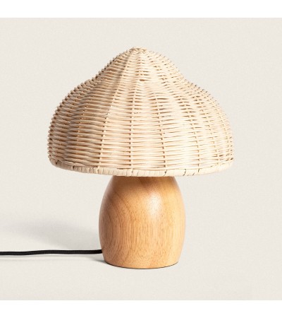 Lampe à Poser Bois et Rotin Karava
