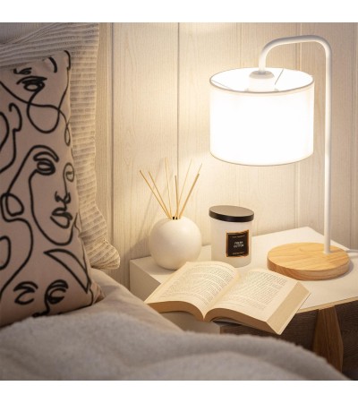 Lampe à Poser Bois et Tissu Diyara