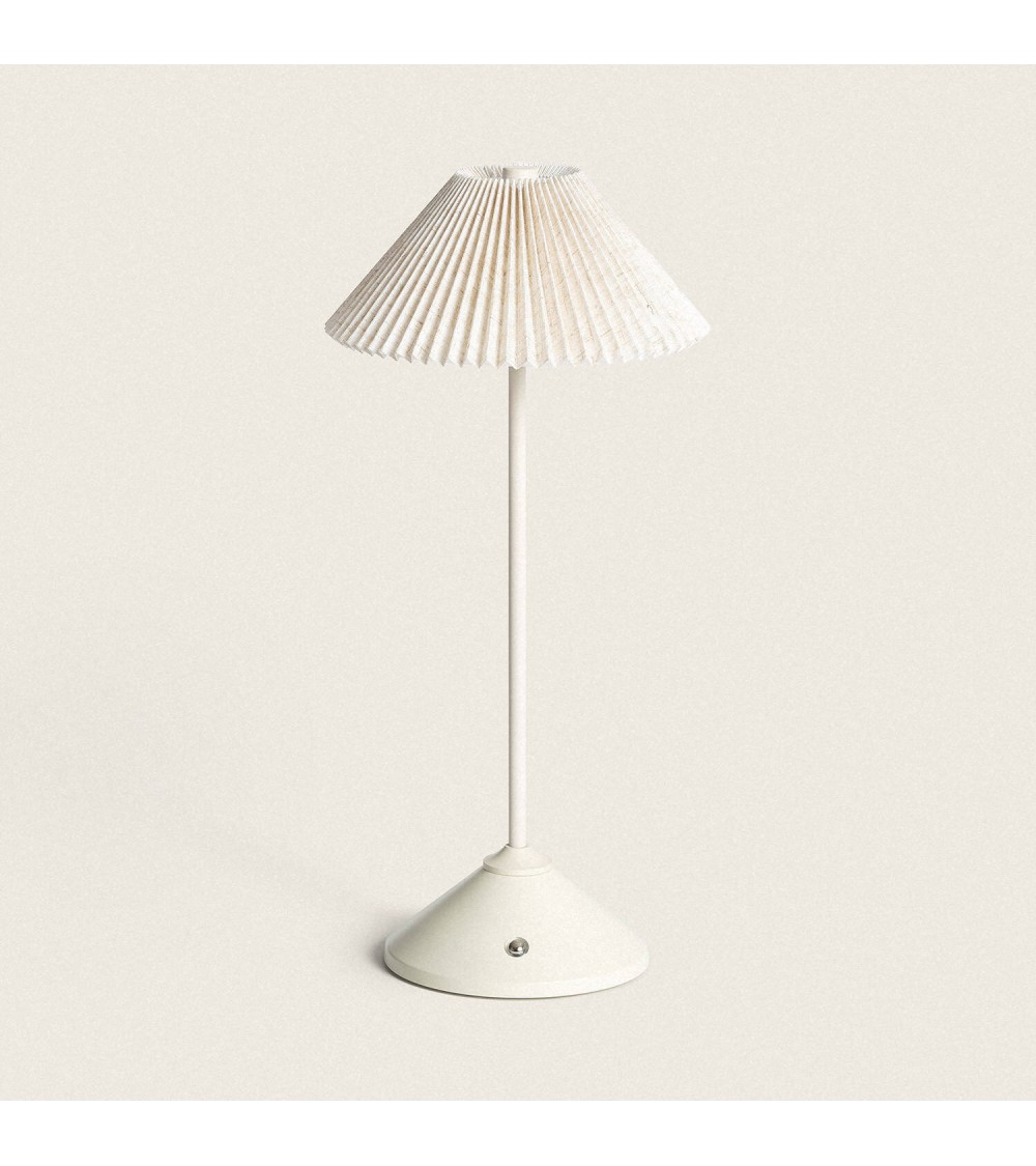 Lampe à Poser LED Portable Métal et Lin avec Batterie USB Rechargeable Denwa - 115961 - vue 1