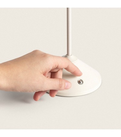 Lampe à Poser LED Portable Métal et Lin avec Batterie USB Rechargeable Denwa - 115961 - vue 3