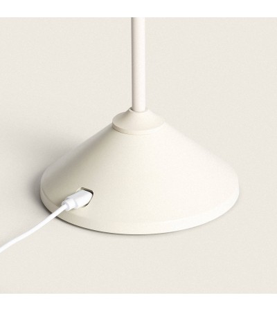 Lampe à Poser LED Portable Métal et Lin avec Batterie USB Rechargeable Denwa - 115961 - vue 4