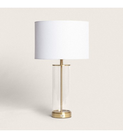 Lampe à  Poser Métal et Verre Malta avec Interrupteur Tactile et Batterie Rechargeable