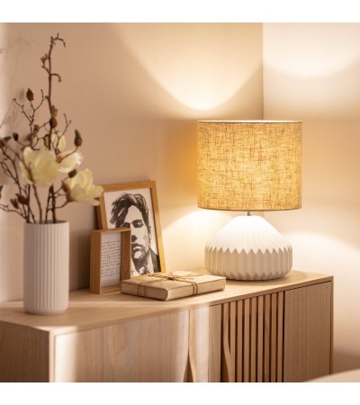Lampe à Poser Porcelaine et Tissu Monduver - 64211 - vue 5