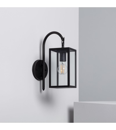 Lampe Murale Aluminium et Verre Support Supérieur Atrium Noire