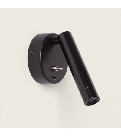 Lampe Murale LED Gazny 2,5 W en métal avec port USB