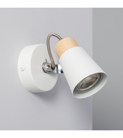 Lampe Murale Orientable Métal et Bois Mara 1 Spot