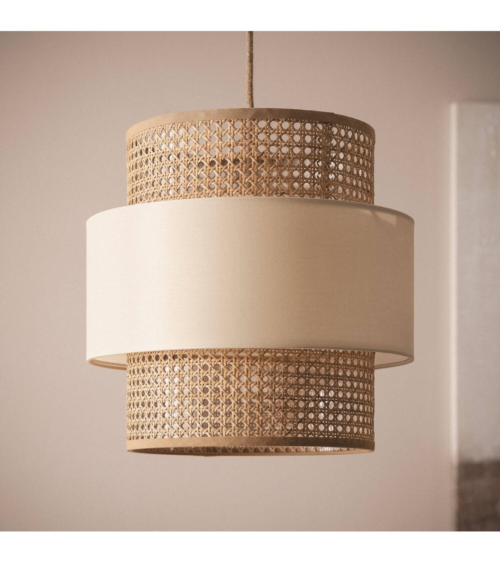 Suspension Rotin et Tissu Amaia - 70026 - vue 1