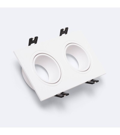 Collerette Downlight Carré Orientable pour deux Ampoules LED GU10 / GU5.3 Coupe 75x150 mm
