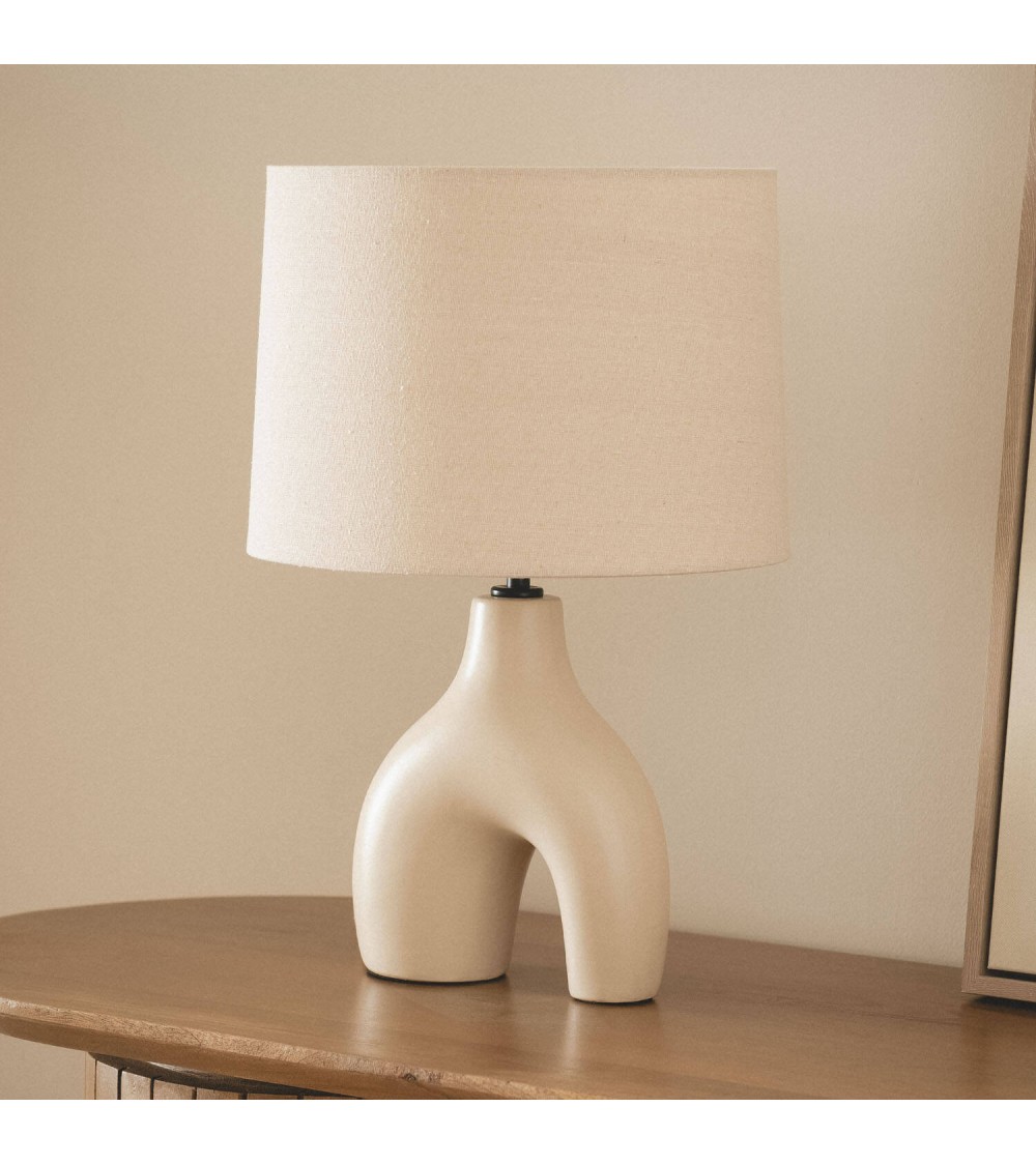 Lampe à Poser Céramique et Lin Ginger - 76924 - vue 1