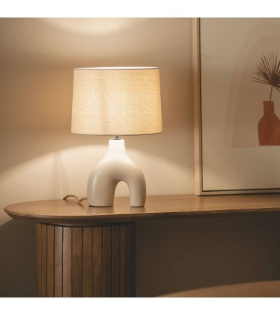 Lampe à Poser Céramique et Lin Ginger - 76924 - vue 6