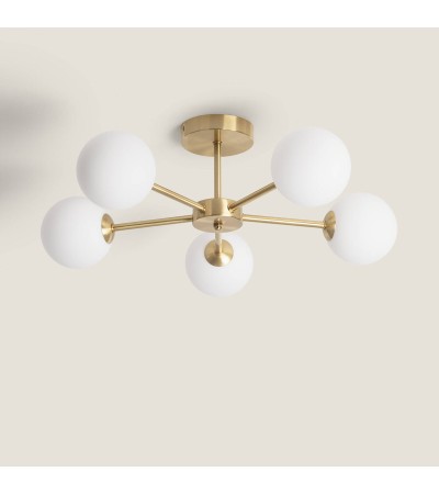Plafonnier Métal et Verre Moonlight Brass 5 Spots - 93961 - vue 3