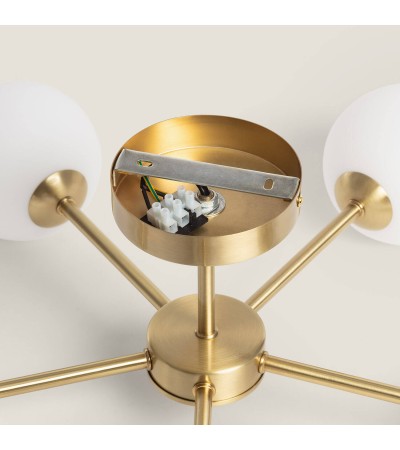 Plafonnier Métal et Verre Moonlight Brass 5 Spots - 93961 - vue 8