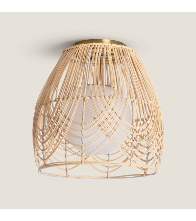 Plafonnier Rotin et Verre Bagrat - 96312 - vue 3
