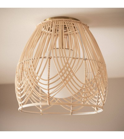 Plafonnier Rotin et Verre Bagrat - 96312 - vue 8