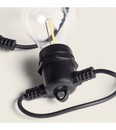 Kit Guirlande Lumineuse Extérieure 5m Noir + 5 Ampoules Filament LED E27 24V - 113193 - vue 6