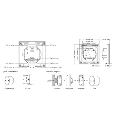 Panneau Tactile DMX Master Tactile RGB+CCT 4 Zones SKYDANCE T15 - 114970 - vue 4