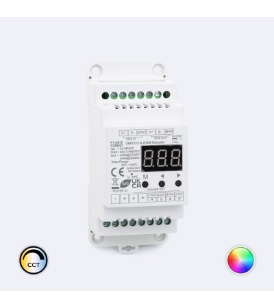 Décodeur DMX512 et RDM 4 canaux 12-24 V SKYDANCE D4 pour Rail DIN