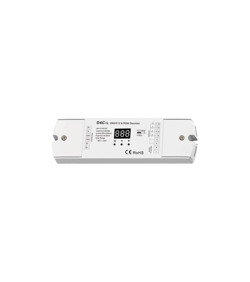 Décodeur DMX512 et RDM 4 Canaux pour Modules LED 350-1200mA SKYDANCE D4C-L - 115000 - vue 1
