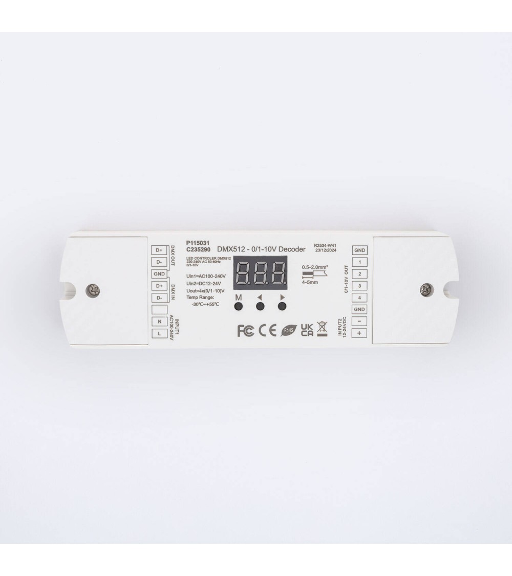Décodeur DMX512 à 0/1-10 V 4 canaux avec RDM SKYDANCE DL-L pour Rail DIN - 115031 - vue 1