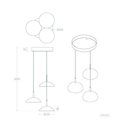 Suspension LED 24W Métal CCT Sélectionnable Shirak 3 Spots - 118819 - vue 3