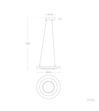 Suspension LED 24W Métal Ø400 mm CCT Sélectionnable Handen Telmor - 119004 - vue 3