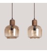 Suspension Bois et Verre Amber Dallas 2 Spots ILUZZIA - 119251 - vue 3