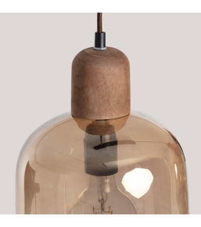 Suspension Bois et Verre Amber Dallas 2 Spots ILUZZIA - 119251 - vue 5