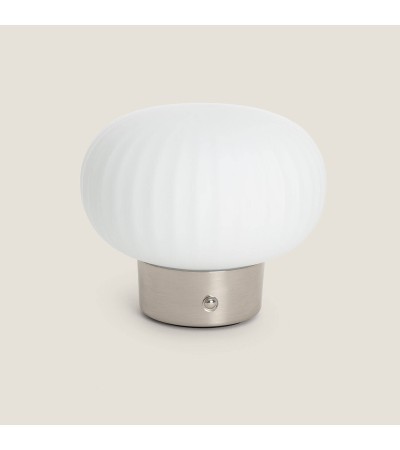 Lampe à Poser LED Métal et Verre Portable Extérieur avec Batterie USB Rechargeable Aluzna - 119291 - vue 3