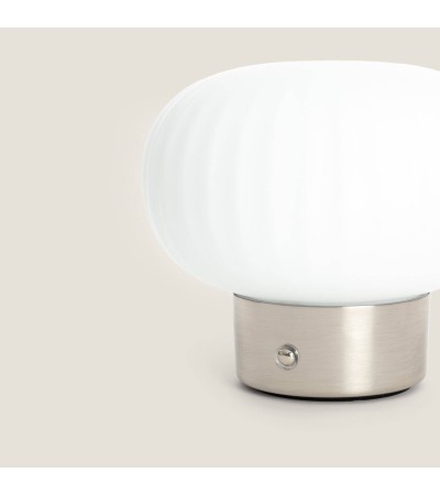 Lampe à Poser LED Métal et Verre Portable Extérieur avec Batterie USB Rechargeable Aluzna - 119291 - vue 4