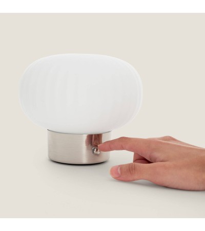 Lampe à Poser LED Métal et Verre Portable Extérieur avec Batterie USB Rechargeable Aluzna - 119291 - vue 5