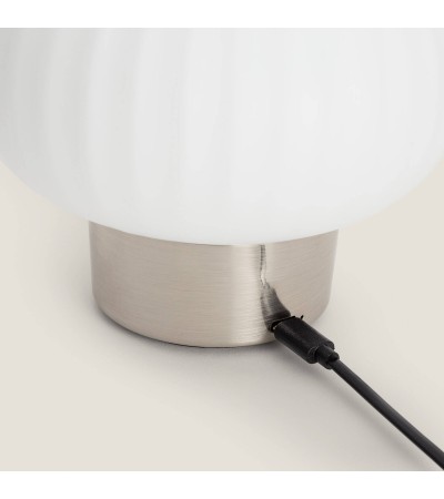 Lampe à Poser LED Métal et Verre Portable Extérieur avec Batterie USB Rechargeable Aluzna - 119291 - vue 6