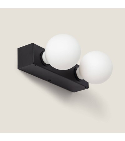 Lampe Murale Salle de Bain Métal 2 Spots Aizkra - 120631 - vue 2