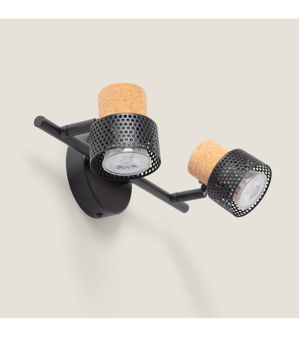 Lampe Murale Métal et Liège Deux Spots Liksy - 120671 - vue 1