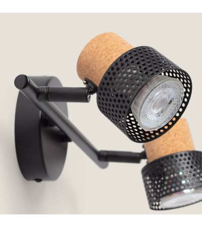 Lampe Murale Métal et Liège Deux Spots Liksy - 120671 - vue 6