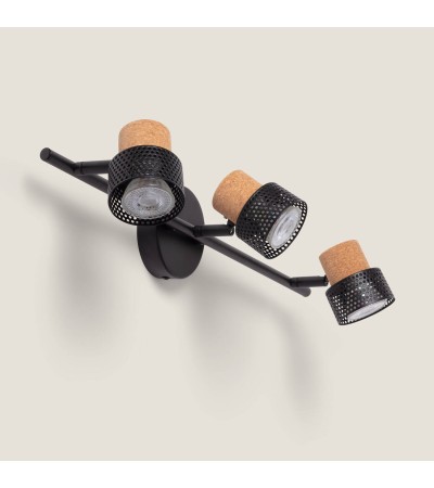 Lampe Murale Métal et Liège Trois Spots Liksy