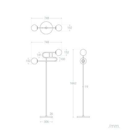 Lampadaire Métal Rowsley - 123401 - vue 3