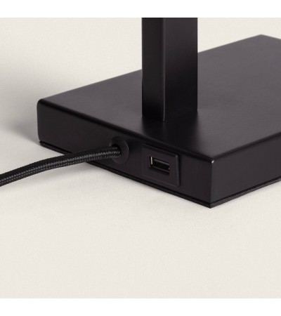 Lampe à Poser Métal et Tissu avec Port USB et Interrupteur Tactile Malena - 124006 - vue 6