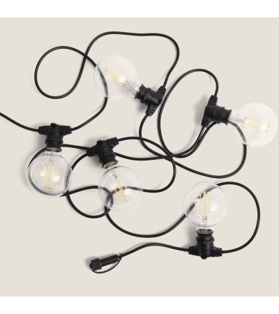 Kit Guirlande Lumineuse Extérieure IP44 5m Noire + 5 Ampoules Filament LED B22 6W G95 - 124216 - vue 4
