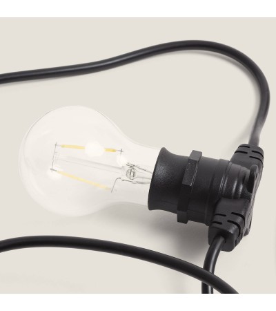 Kit Guirlande Lumineuse Extérieure IP44 5m Noire + 5 Ampoules Filament LED B22 6W G95 - 124216 - vue 7