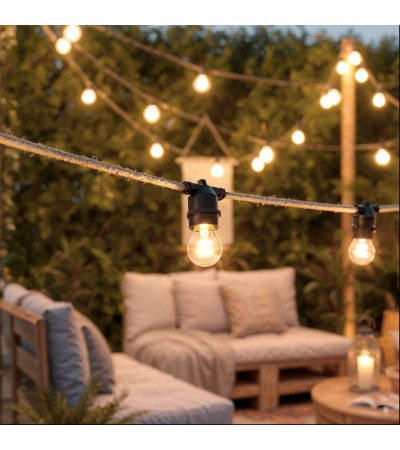 Guirlande Lumineuse Extérieure Textile avec 10 Douilles 10m IP65