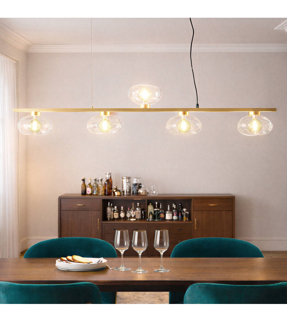 Suspension Aluminium et Verre 5 Spots Hassi - 124996 - vue 1