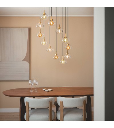 Suspension Aluminium et Verre 12 Spots Hassi - 125011 - vue 4