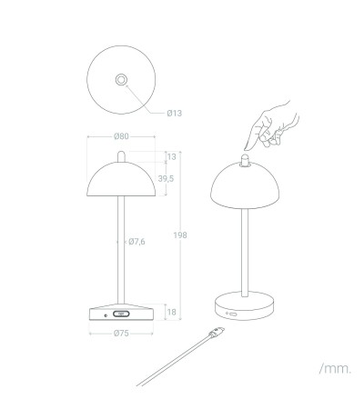 Lampe à Poser LED Portable Extérieure Métal avec Batterie Rechargeable Pirinoa - 125226 - vue 9