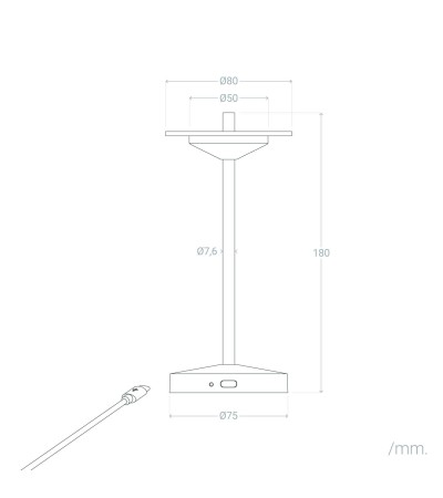 Lampe à Poser LED Portable Extérieure Métal avec Batterie Rechargeable Milevani - 125236 - vue 7