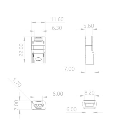 Connecteur HIPPO avec câble pour Ruban LED Monochrome 12-24V DC Largeur 8 mm - 126260 - vue 5