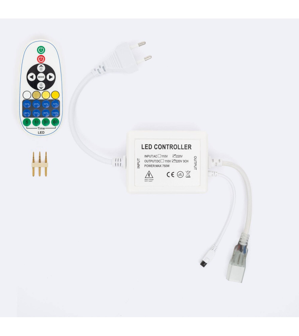Contrôleur Variateur pour Ruban LED CCT 220V AC avec Télécommande IR - 126361 - vue 1