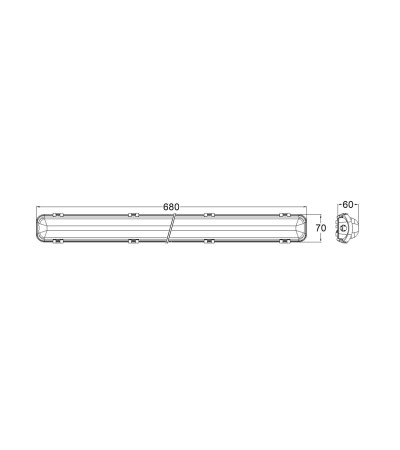 Réglette Étanche 60cm IP65 con Tubo LED Cristal 9W 140lm/W - 127166 - vue 5