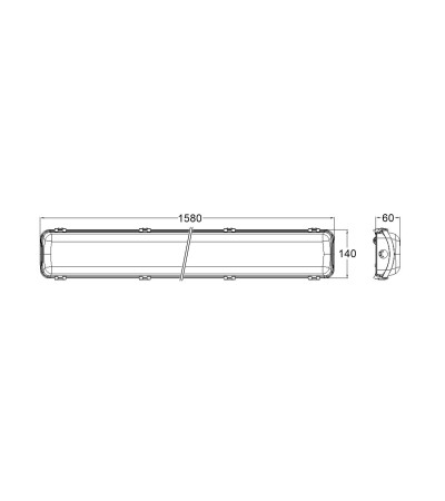 Réglette Étanche 150 cm IP65 avec deux Tubes LED Cristal 22W 140lm/W - 127195 - vue 3