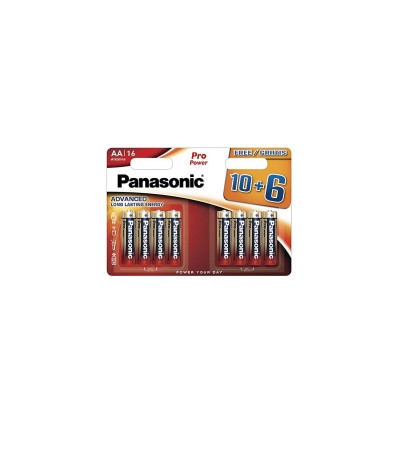 Pack 16 Piles Alcalines 1,5V PANASONIC AA LR6PP Pro Power